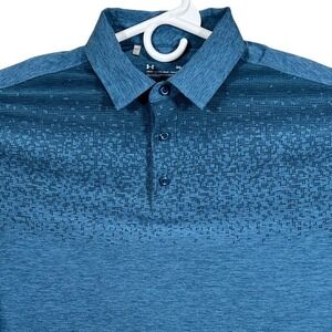 Under Armour Men's HeatGear Golf Polo Shirt Blue Heather Pattern Size Medium